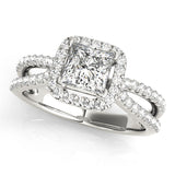 Celestial Halo Princess Diamond Engagement Ring — 9K/18K Gold & Platinum
