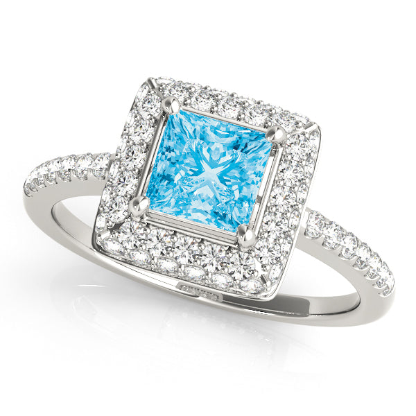 Elegant Halo Princess Diamond Engagement Ring — 9K/18K Gold & Platinum