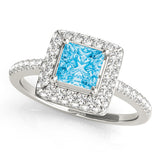 Elegant Halo Princess Diamond Engagement Ring — 9K/18K Gold & Platinum