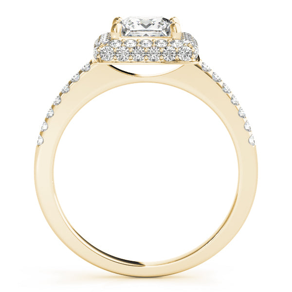 Elegant Halo Princess Diamond Engagement Ring — 9K/18K Gold & Platinum
