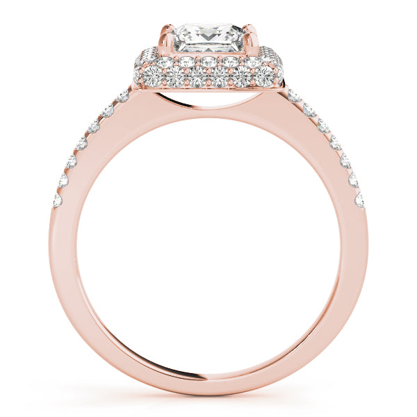 Elegant Halo Princess Diamond Engagement Ring — 9K/18K Gold & Platinum