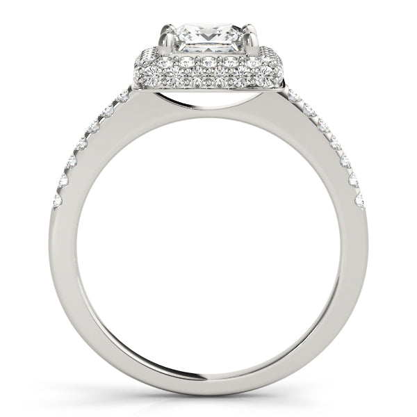 Elegant Halo Princess Diamond Engagement Ring — 9K/18K Gold & Platinum