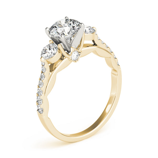 Gold ring with a diamond on a white background