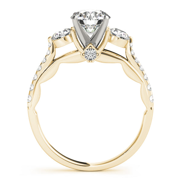 Gold ring with a diamond on a white background