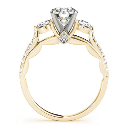 Gold ring with a diamond on a white background