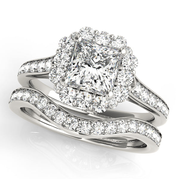 Radiant Halo Princess Diamond Engagement Ring — 9K/18K Gold & Platinum