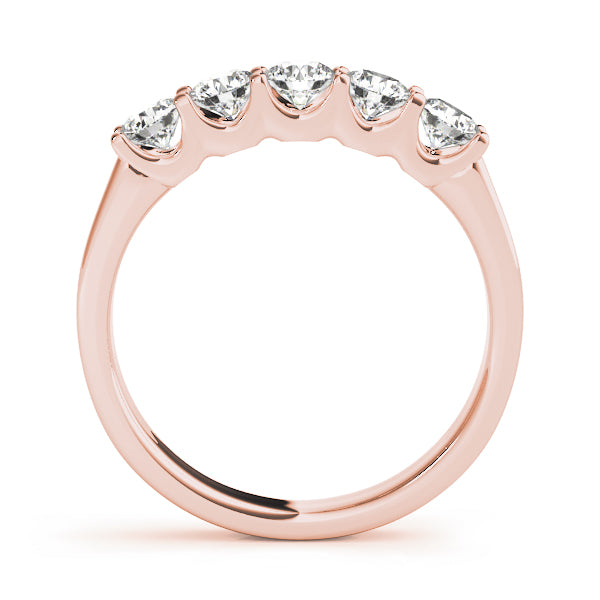5-Stone U-Prong Half Eternity Ring in Gold & Platinum