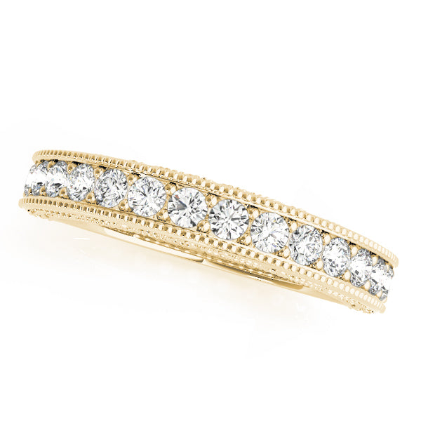 Vintage-Inspired Milgrain Half Eternity Ring in Gold & Platinum