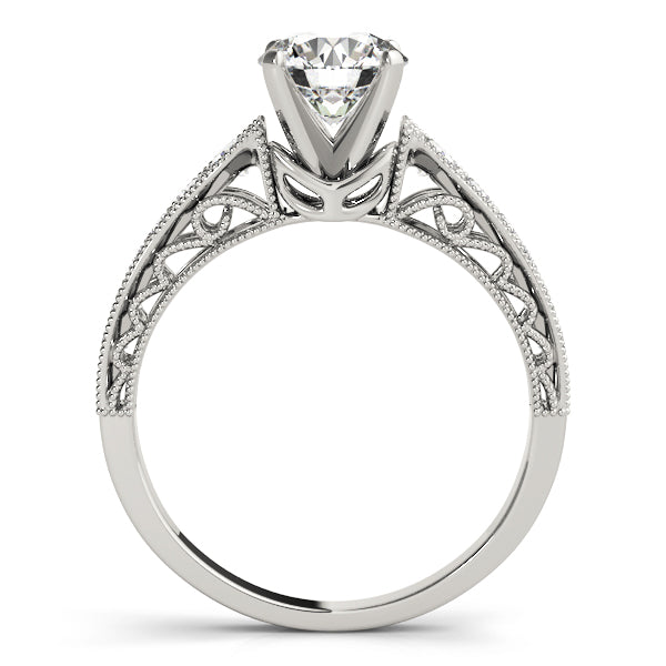 Crowned Antique Round Diamond Engagement Ring — 9K/18K Gold & Platinum