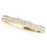 Curved Milgrain Half Eternity Ring in Gold & Platinum