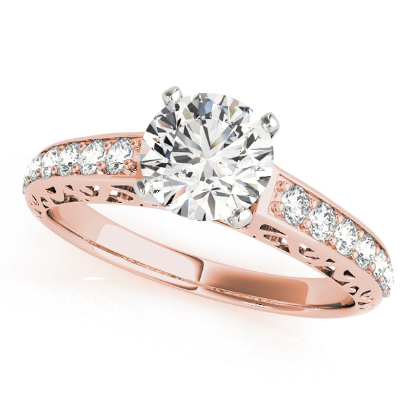 Graceful Antique Round Diamond Engagement Ring — 9K/18K Gold & Platinum