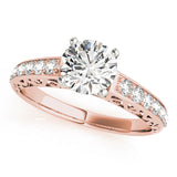 Graceful Antique Round Diamond Engagement Ring — 9K/18K Gold & Platinum