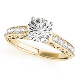 Graceful Antique Round Diamond Engagement Ring — 9K/18K Gold & Platinum