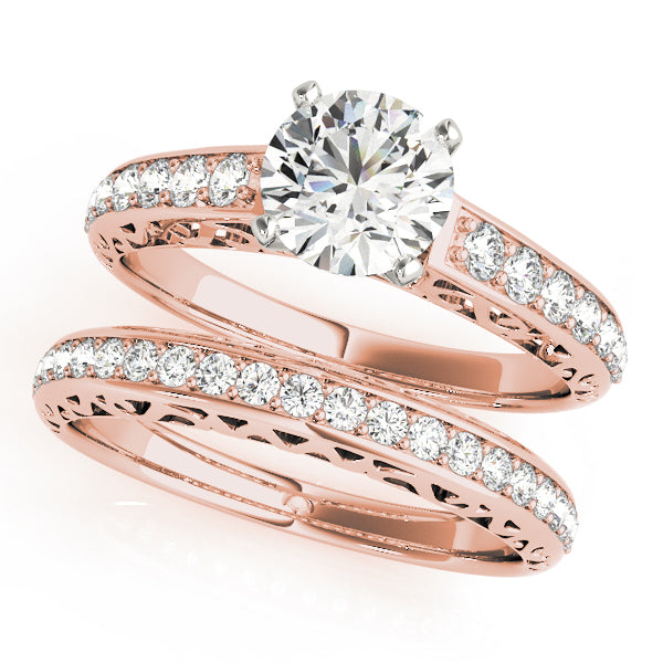 Graceful Antique Round Diamond Engagement Ring — 9K/18K Gold & Platinum