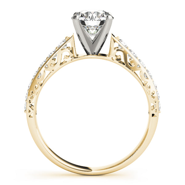 Graceful Antique Round Diamond Engagement Ring — 9K/18K Gold & Platinum