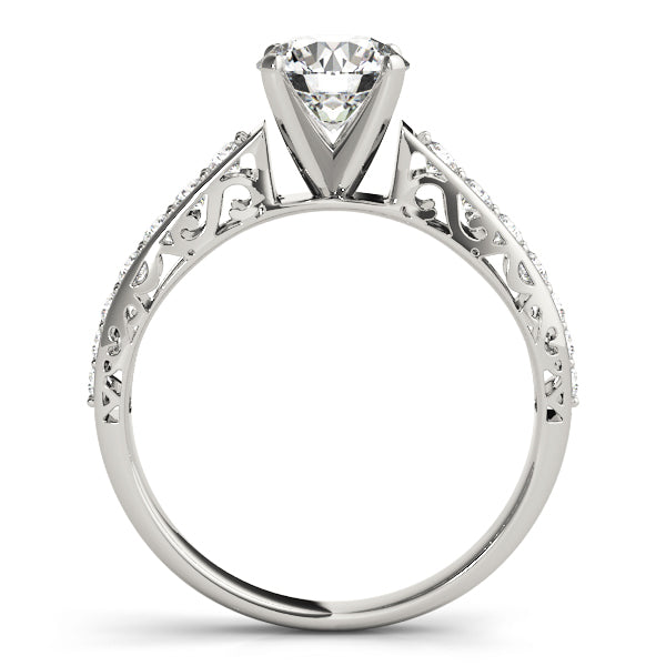 Graceful Antique Round Diamond Engagement Ring — 9K/18K Gold & Platinum