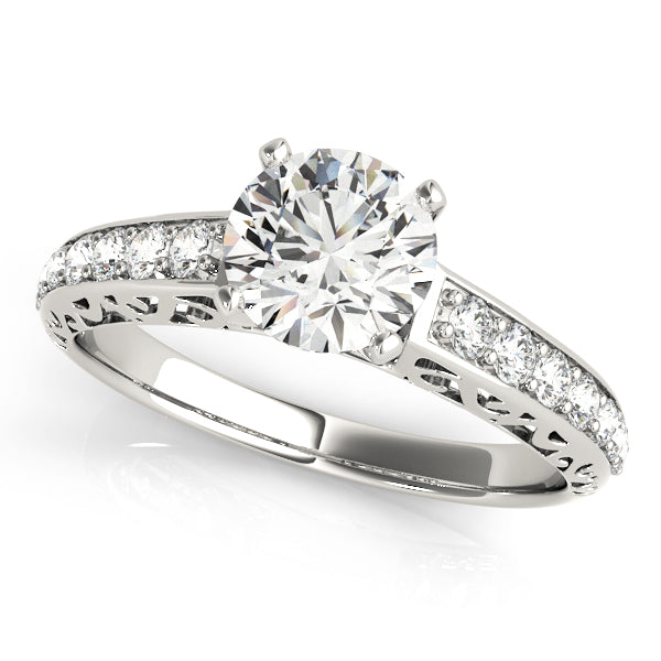 Graceful Antique Round Diamond Engagement Ring — 9K/18K Gold & Platinum