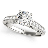 Graceful Antique Round Diamond Engagement Ring — 9K/18K Gold & Platinum