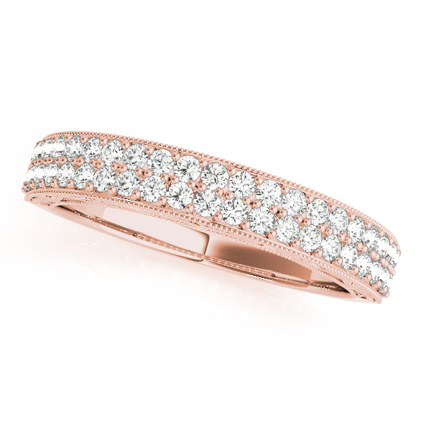 Multirow Pavã© Milgrain Wedding Half Eternity Ring in Gold & Platinum
