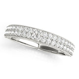 Multirow Pavã© Milgrain Wedding Half Eternity Ring in Gold & Platinum