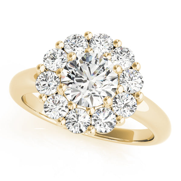 Sophisticated Halo Round Diamond Engagement Ring — 9K/18K Gold & Platinum