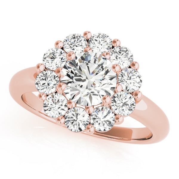 Sophisticated Halo Round Diamond Engagement Ring — 9K/18K Gold & Platinum