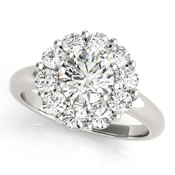 Sophisticated Halo Round Diamond Engagement Ring — 9K/18K Gold & Platinum