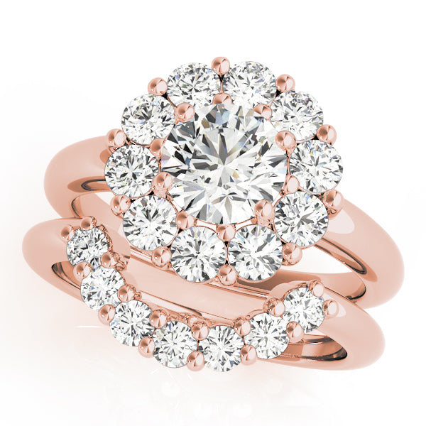Sophisticated Halo Round Diamond Engagement Ring — 9K/18K Gold & Platinum