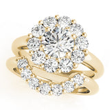 Sophisticated Halo Round Diamond Engagement Ring — 9K/18K Gold & Platinum