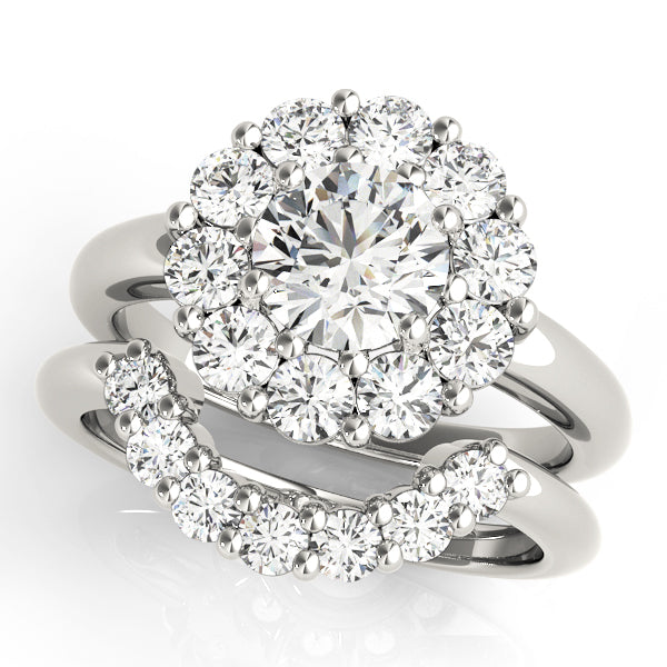 Sophisticated Halo Round Diamond Engagement Ring — 9K/18K Gold & Platinum