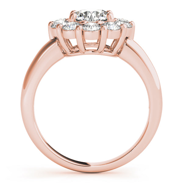 Sophisticated Halo Round Diamond Engagement Ring — 9K/18K Gold & Platinum
