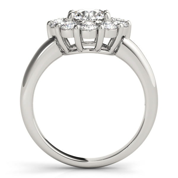 Sophisticated Halo Round Diamond Engagement Ring — 9K/18K Gold & Platinum
