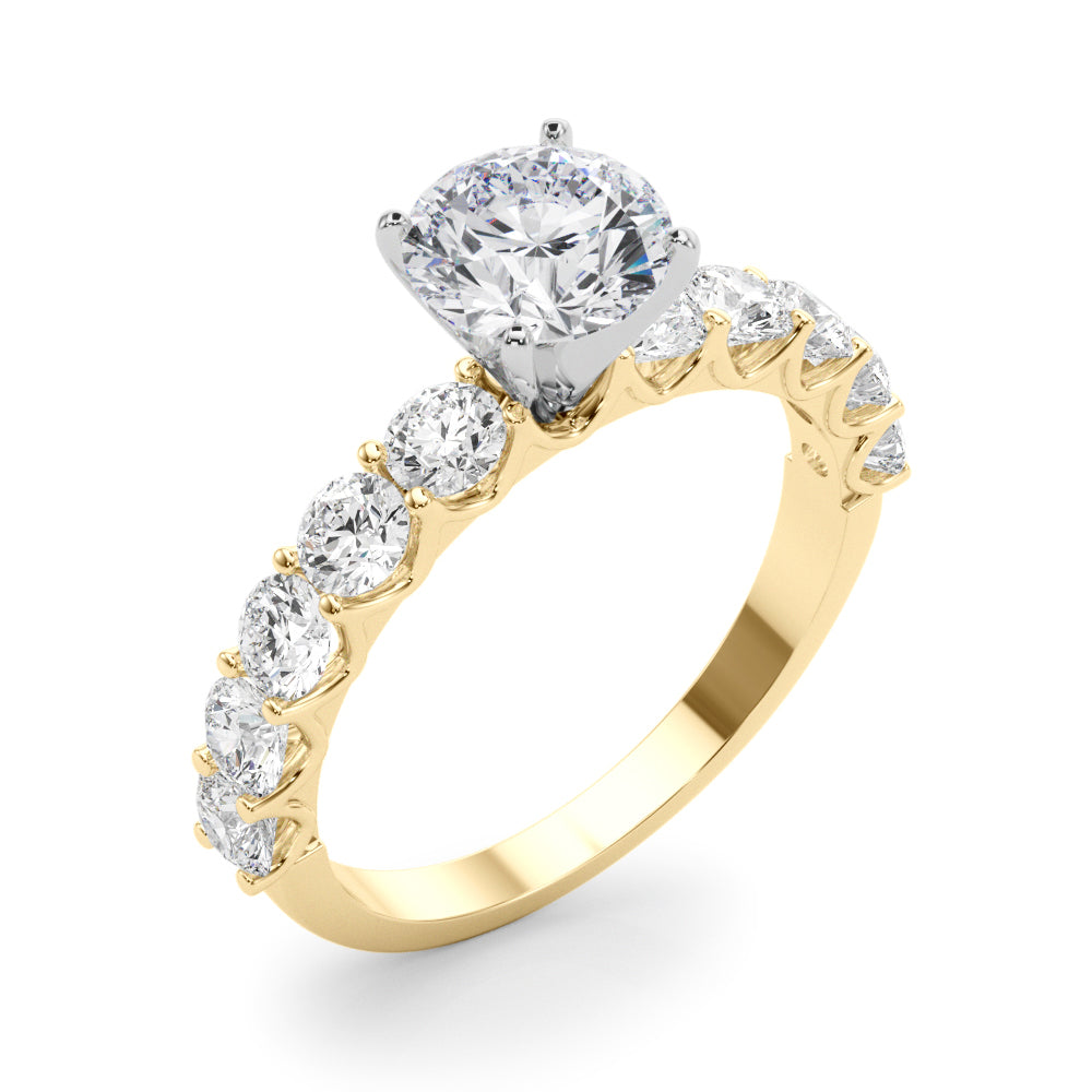 Vintage-Inspired 10 Stone Remount Round Diamond Engagement Ring — 9K/18K Gold & Platinum