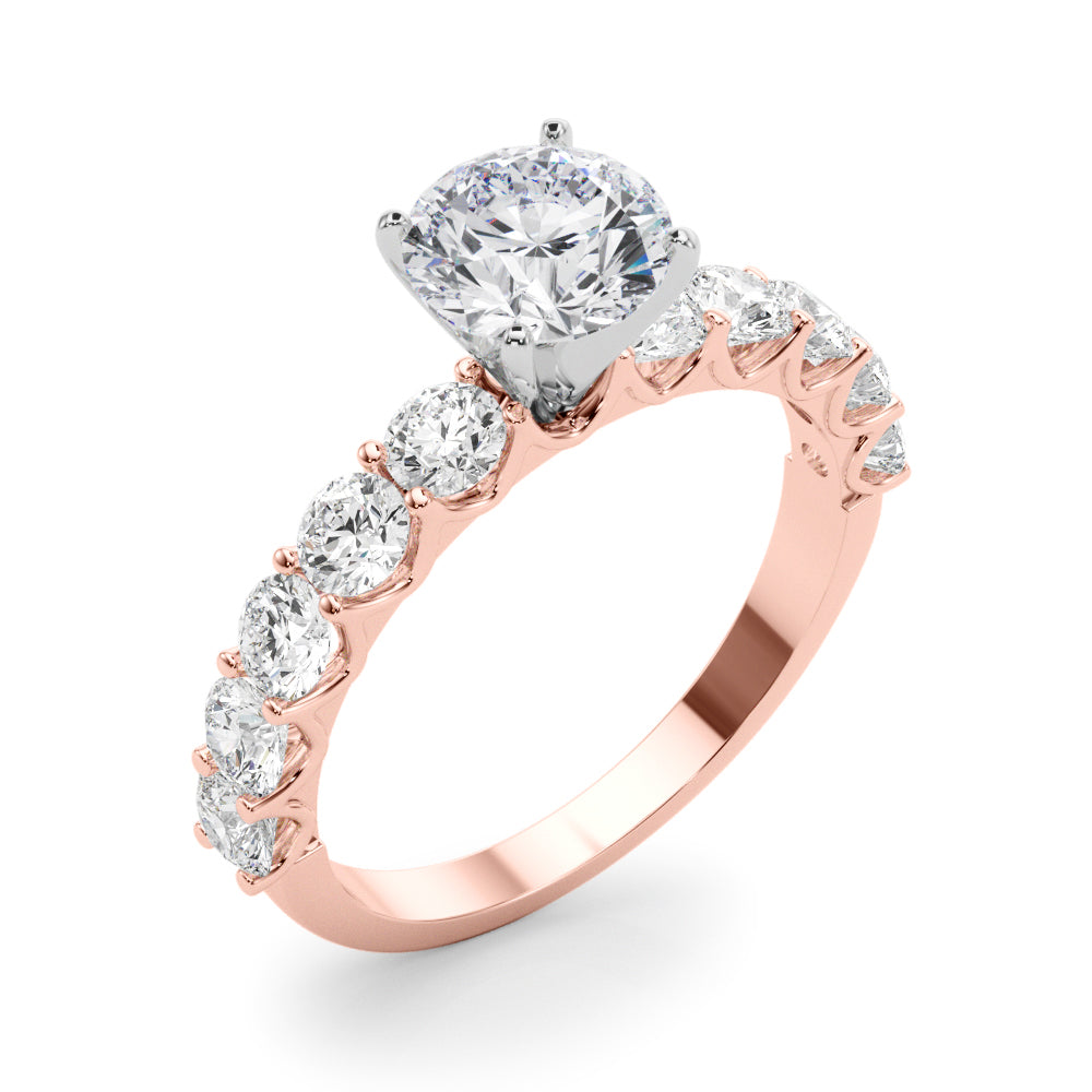 Vintage-Inspired 10 Stone Remount Round Diamond Engagement Ring — 9K/18K Gold & Platinum