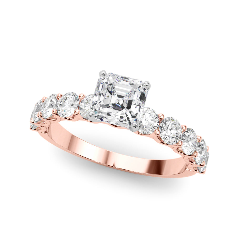 Vintage-Inspired 10 Stone Remount Round Diamond Engagement Ring — 9K/18K Gold & Platinum