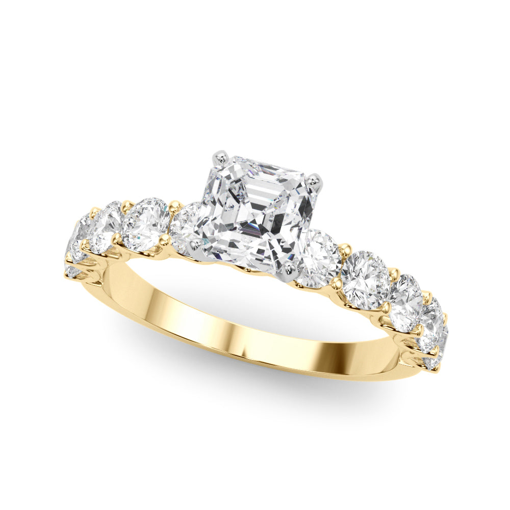 Vintage-Inspired 10 Stone Remount Round Diamond Engagement Ring — 9K/18K Gold & Platinum
