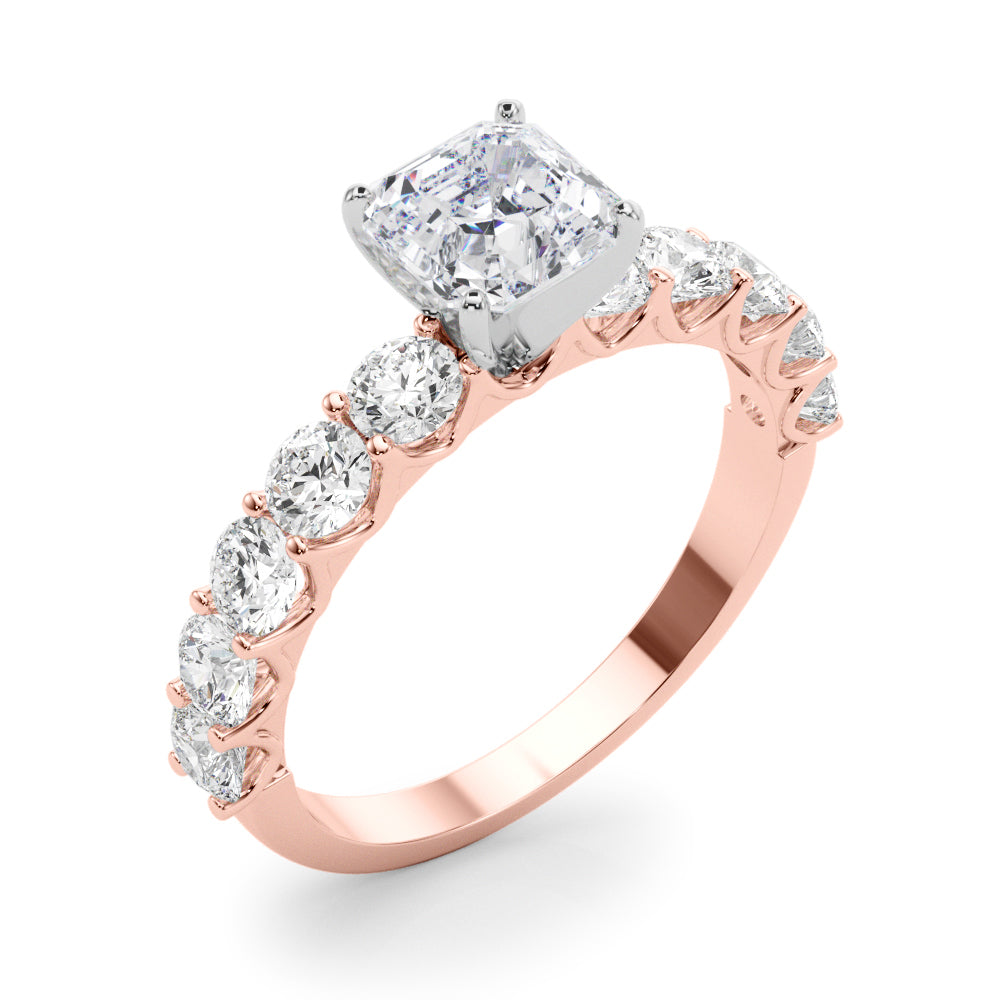 Vintage-Inspired 10 Stone Remount Round Diamond Engagement Ring — 9K/18K Gold & Platinum