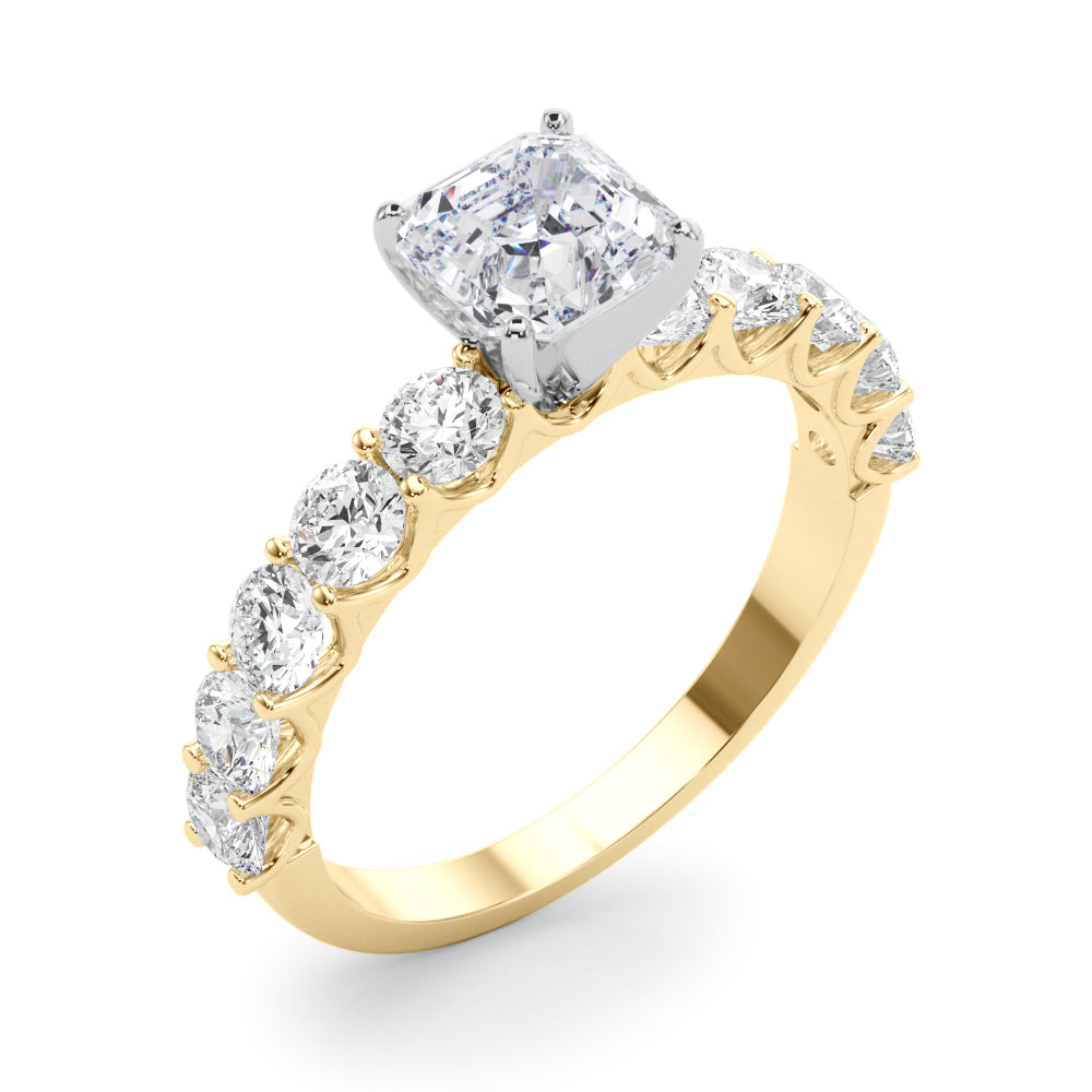 Vintage-Inspired 10 Stone Remount Round Diamond Engagement Ring — 9K/18K Gold & Platinum