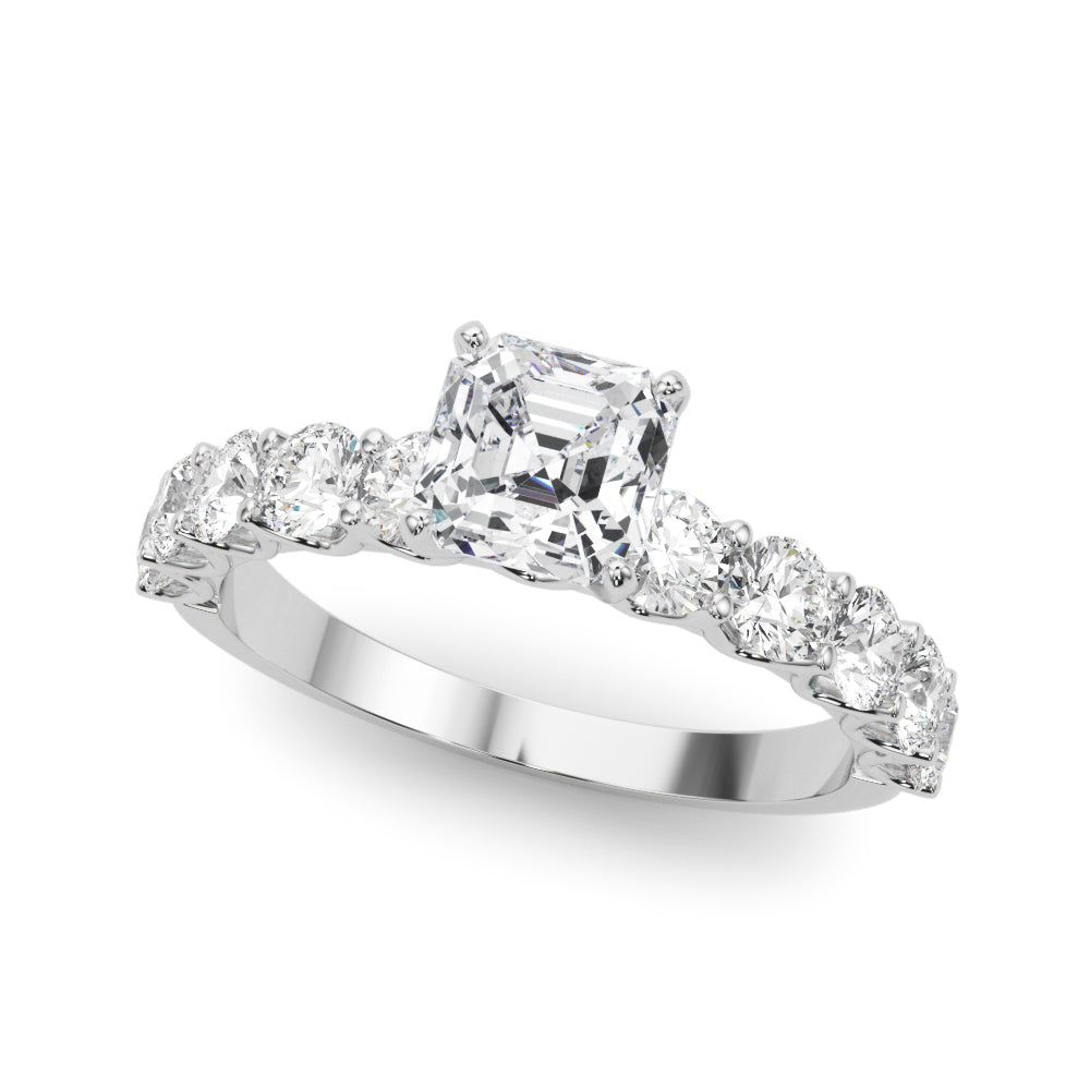 Vintage-Inspired 10 Stone Remount Round Diamond Engagement Ring — 9K/18K Gold & Platinum