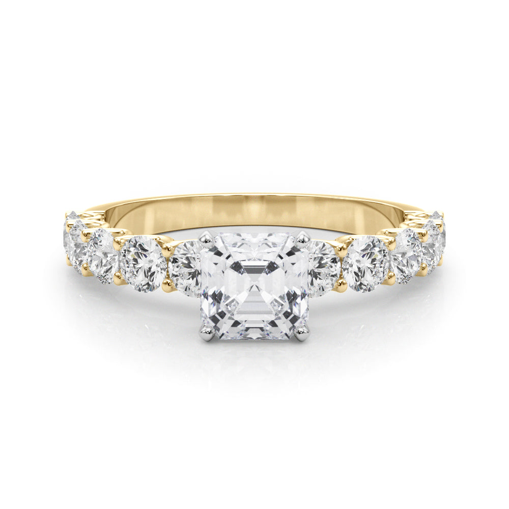 Vintage-Inspired 10 Stone Remount Round Diamond Engagement Ring — 9K/18K Gold & Platinum