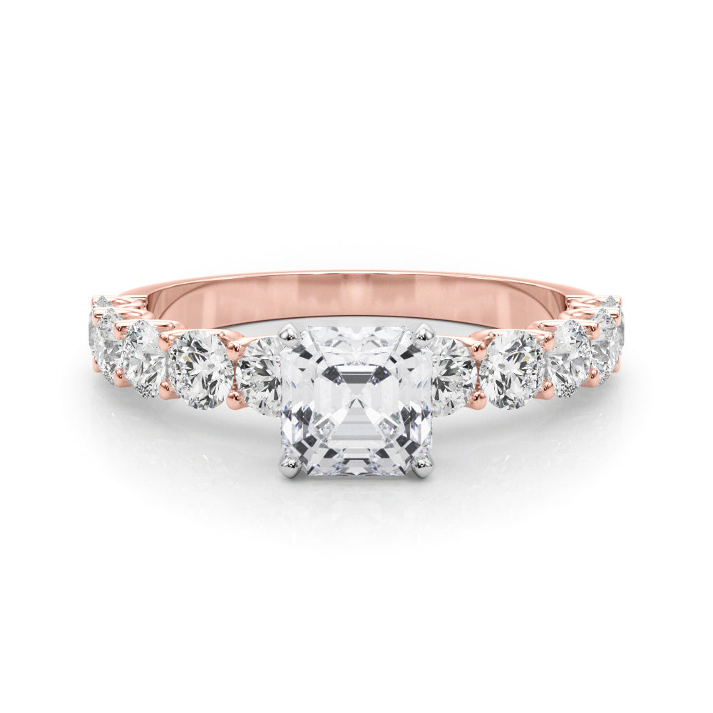 Vintage-Inspired 10 Stone Remount Round Diamond Engagement Ring — 9K/18K Gold & Platinum