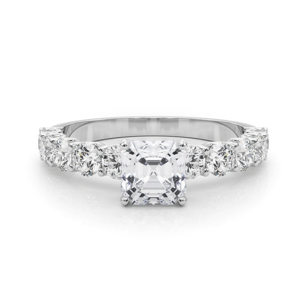 Vintage-Inspired 10 Stone Remount Round Diamond Engagement Ring — 9K/18K Gold & Platinum