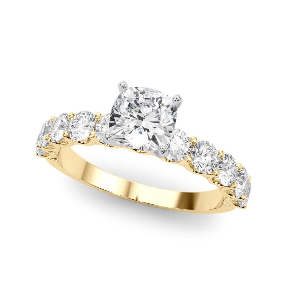Vintage-Inspired 10 Stone Remount Round Diamond Engagement Ring — 9K/18K Gold & Platinum
