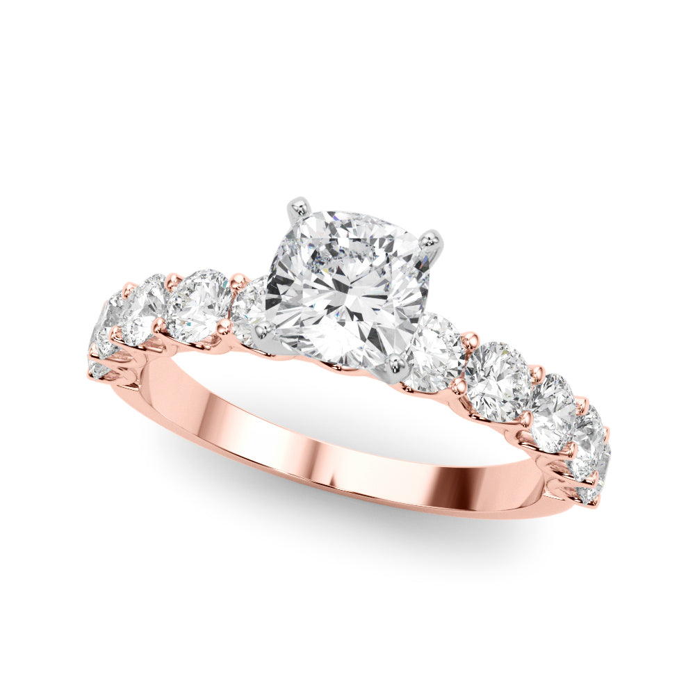 Vintage-Inspired 10 Stone Remount Round Diamond Engagement Ring — 9K/18K Gold & Platinum