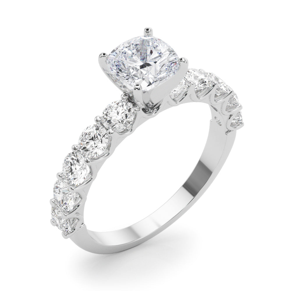 Vintage-Inspired 10 Stone Remount Round Diamond Engagement Ring — 9K/18K Gold & Platinum