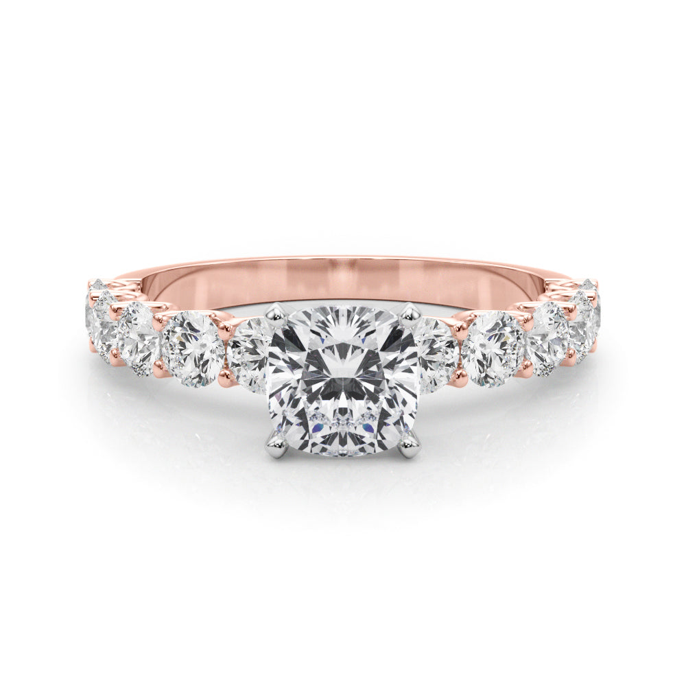 Vintage-Inspired 10 Stone Remount Round Diamond Engagement Ring — 9K/18K Gold & Platinum