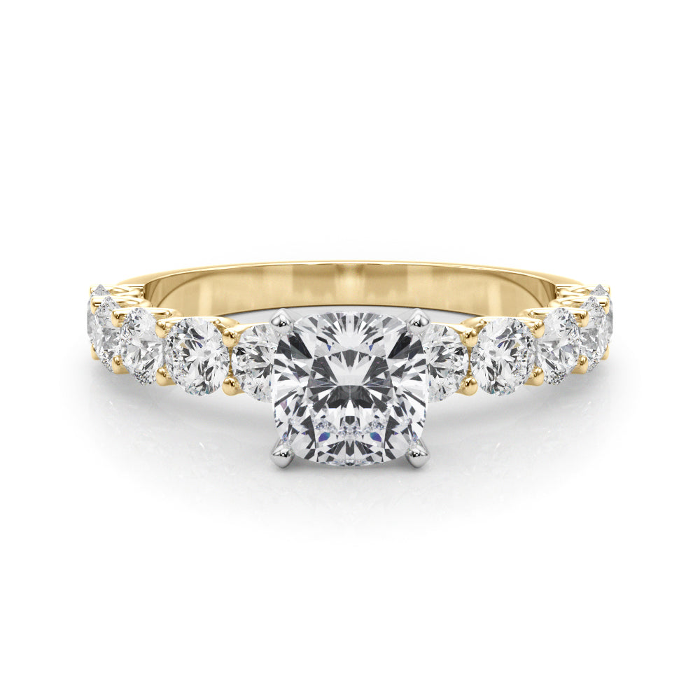 Vintage-Inspired 10 Stone Remount Round Diamond Engagement Ring — 9K/18K Gold & Platinum