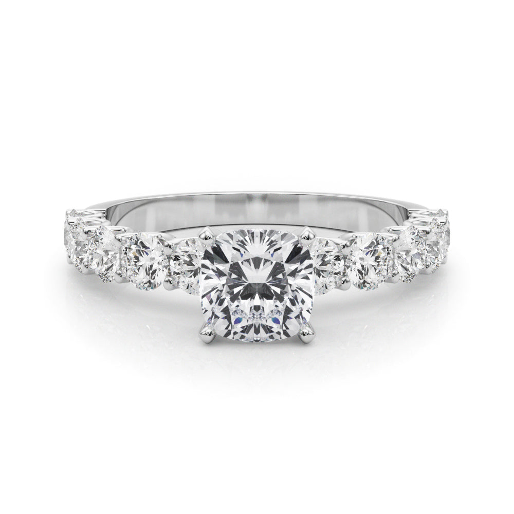 Vintage-Inspired 10 Stone Remount Round Diamond Engagement Ring — 9K/18K Gold & Platinum