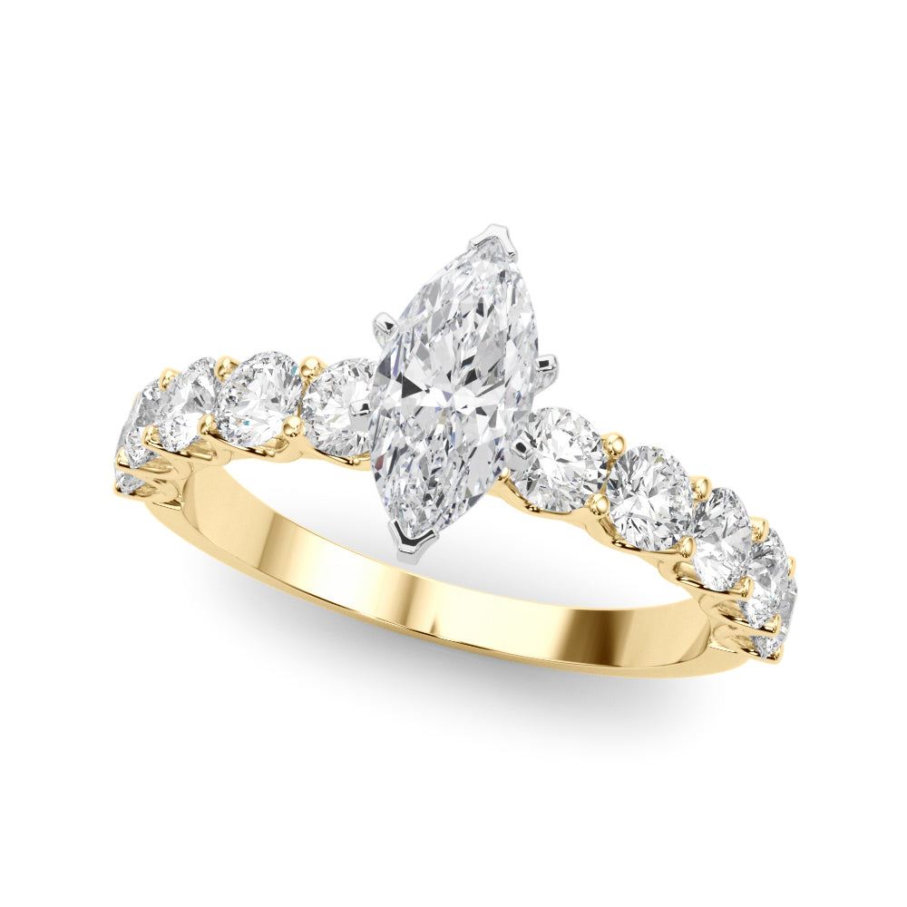 Vintage-Inspired 10 Stone Remount Round Diamond Engagement Ring — 9K/18K Gold & Platinum