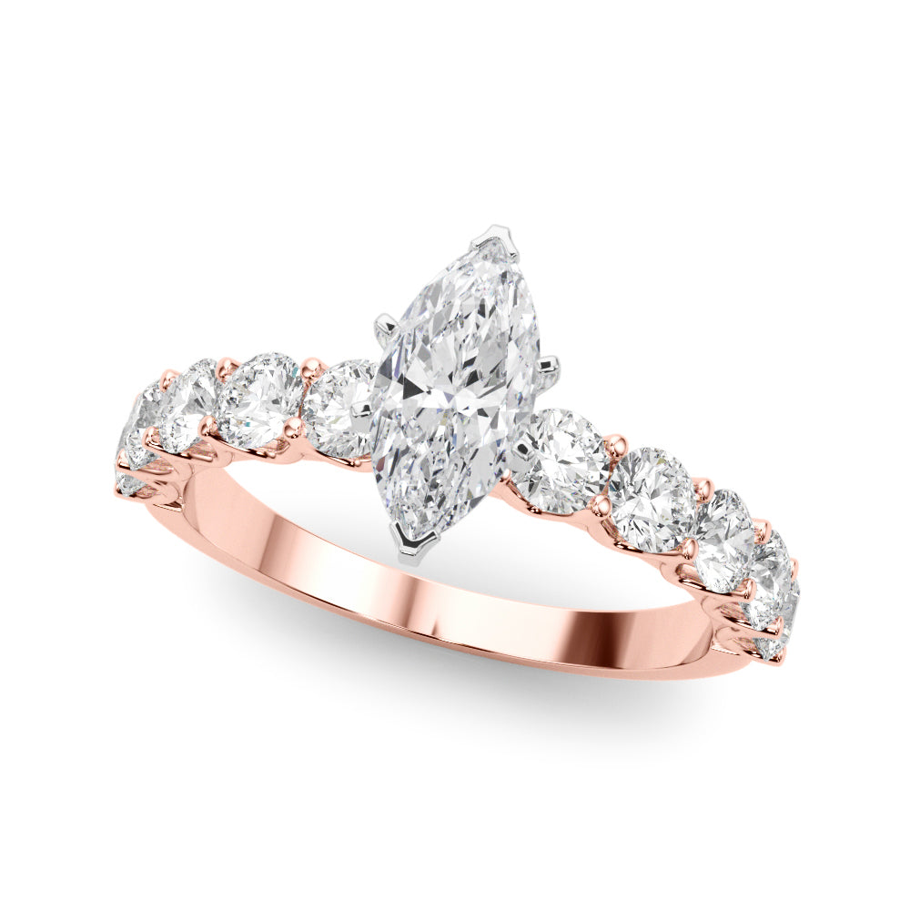 Vintage-Inspired 10 Stone Remount Round Diamond Engagement Ring — 9K/18K Gold & Platinum